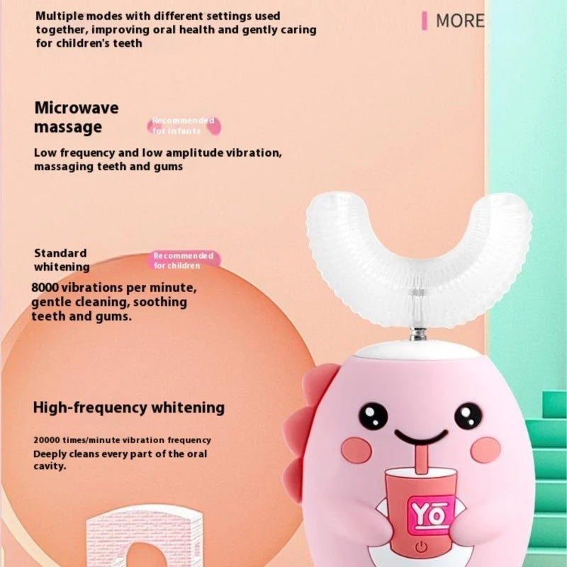 Kids U-Shaped Sonic Electric Toothbrush | Ages 2–6, Rechargeable Kids Electric Toothbrush QXL