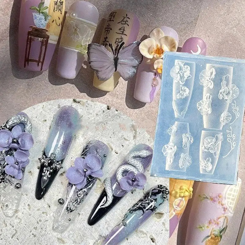 3D Flower & Bow Silicone Nail Art Mold | DIY Rose Design Silicone Nail Mold QXL