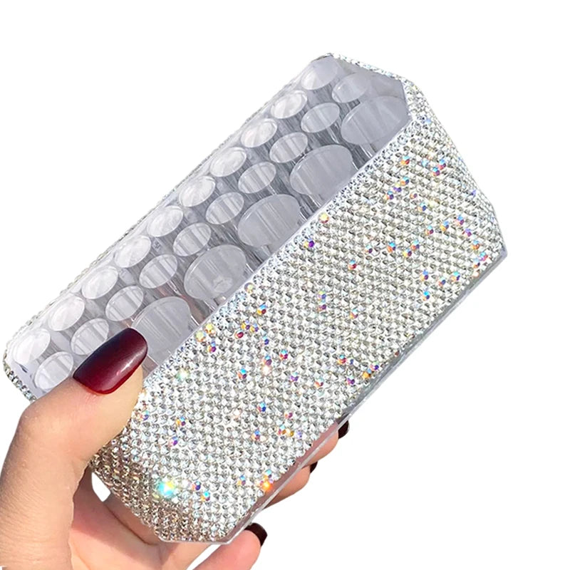 26-Hole Rhinestone Acrylic Makeup Brush Organizer & Holder Makeup Brush Organizer QXL White