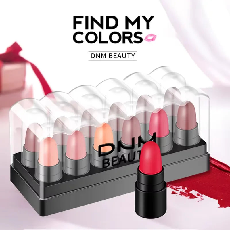 12-Piece Matte Lipstick Gift Set | Waterproof Velvet Lip Gloss Matte Lipstick Set QXL