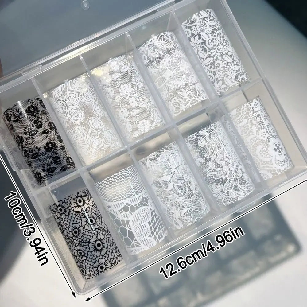 Nail Art Foil Stickers | Lace, Leopard & Sequin – 10pc Set Nail Art Stickers QXL