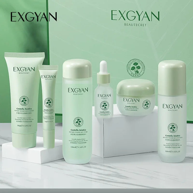 Centella Asiatica 6-Piece Skin Care Set | Aloe, Vitamin C & Peptides Skin Care Set QXL