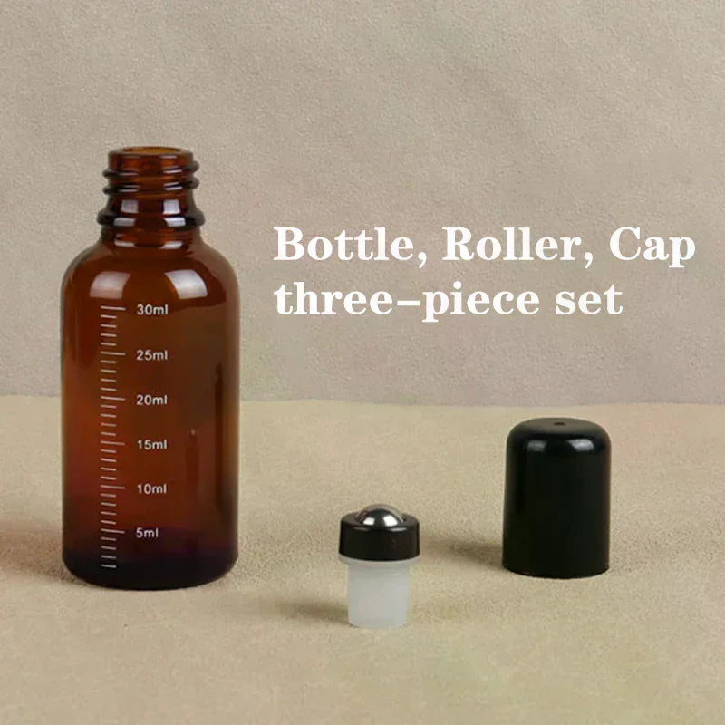 Brown Glass Roll-On Bottles 5ml–50ml | Essential Oil Roller Glass Roller Bottle QXL