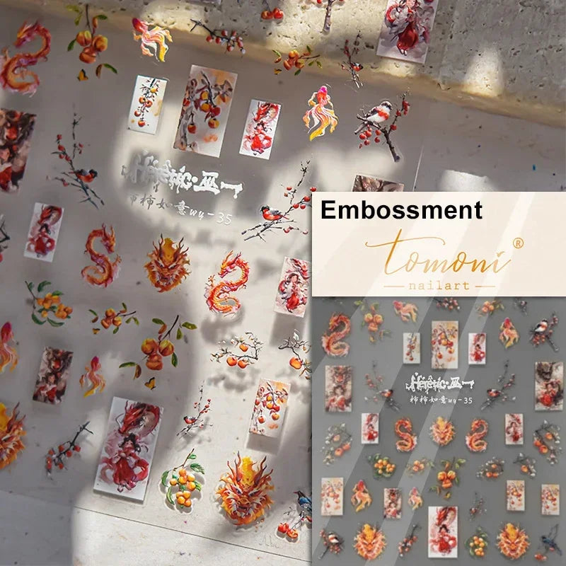 Chinese Dragon 5D Nail Art Stickers | Mythology Nail Decals