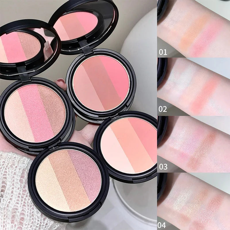 3-in-1 Blush Contour & Highlight Palette | Matte Finish Blush Contour Palette QXL