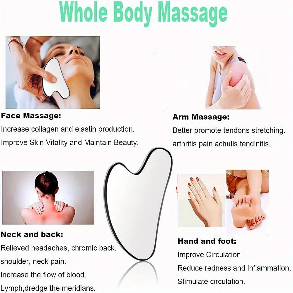 3-Piece Stainless Steel Gua Sha Massage Tool Set with Bag Gua Sha Tool Set QXL