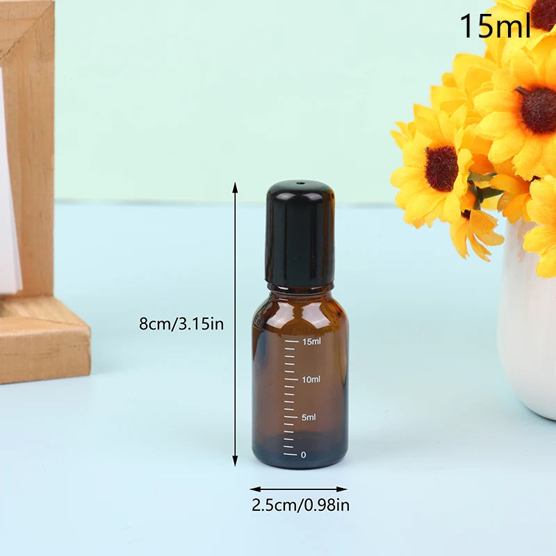 Amber Glass Roller Ball Bottle | Refillable Essential Oil 5–100ml Essential Oil Roller Bottle QXL 15ml