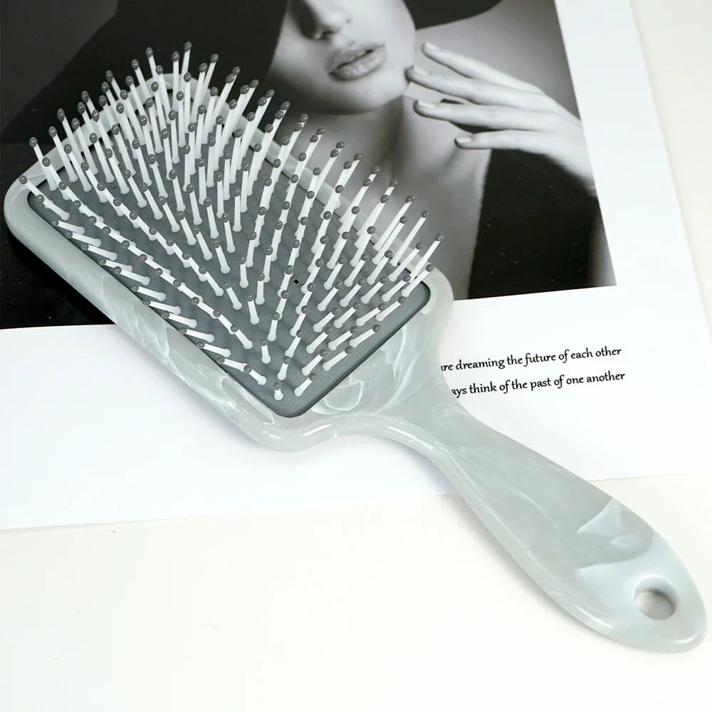 Marble-Texture Hair Brush | Oval & Rectangular Detangling Hair Detangling Brush QXL 3888-Gray-02