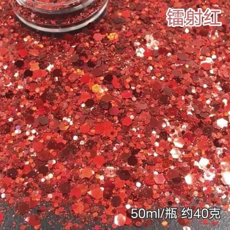 Mixed Nail Glitter Powder Set | Laser Sequin DIY Nail Art Nail Glitter Powder QXL A bottle