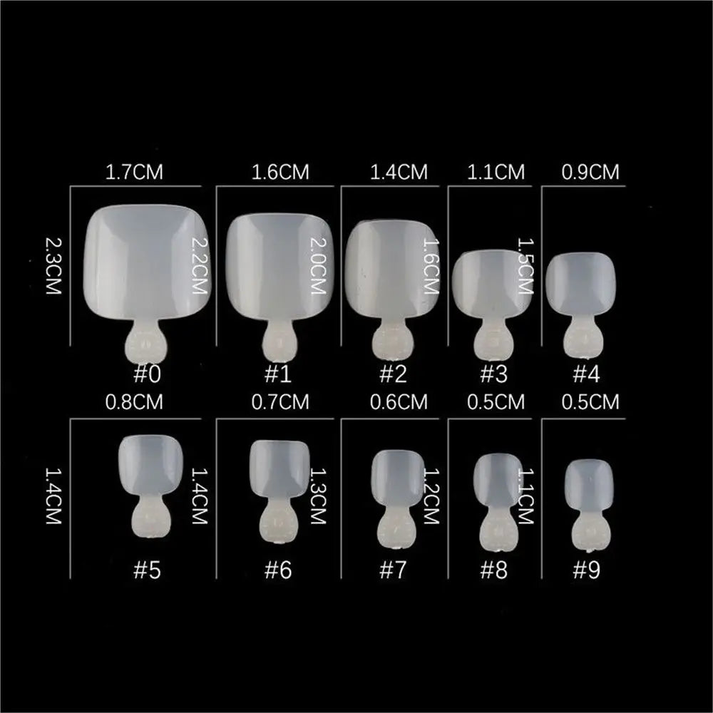 100-Pack Clear False Toenail Tips | 10 Sizes Full Nail Set False Toenail Tips QXL