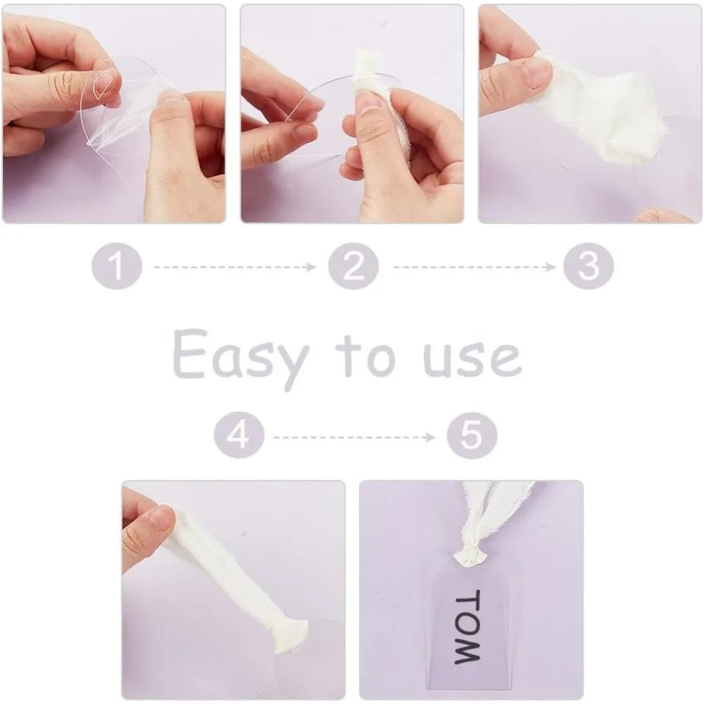 20-Pack Clear Acrylic Place Cards with Ribbon | Wedding & Party Acrylic Place Cards QXL