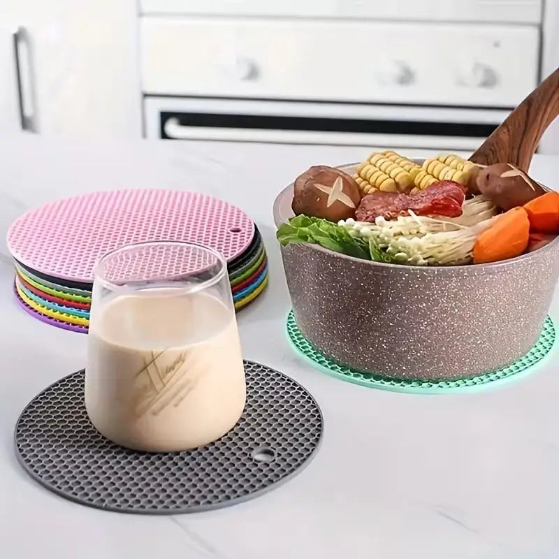 4-Piece Round Trivet Set | Heat-Resistant Pot Holder & Coaster Kitchen Trivet Set QXL