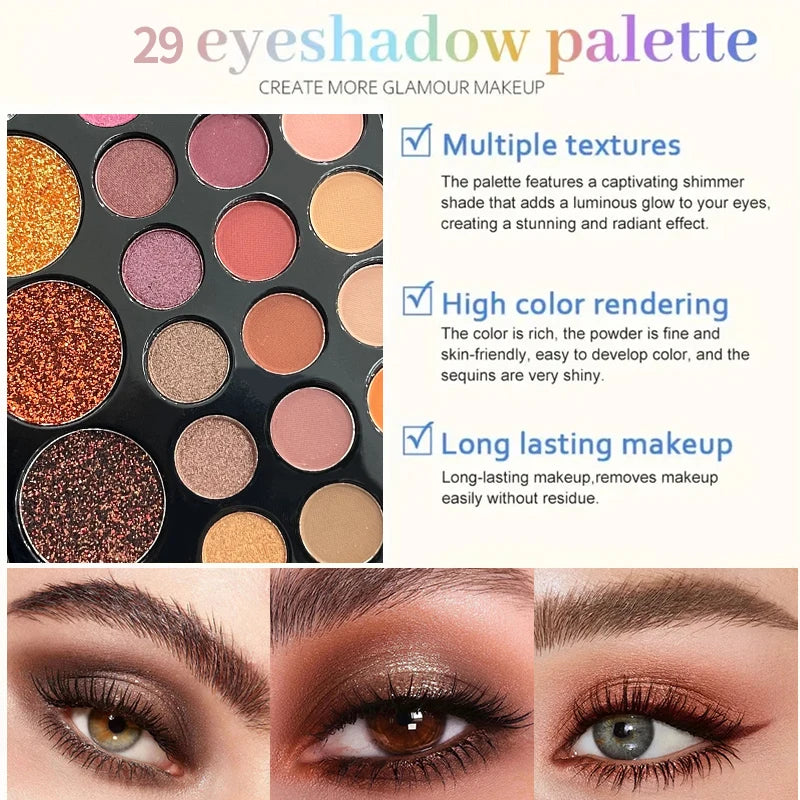 VERONNI 29-Color Eyeshadow Palette | Shimmer Matte Set Eyeshadow Palette Set QXL