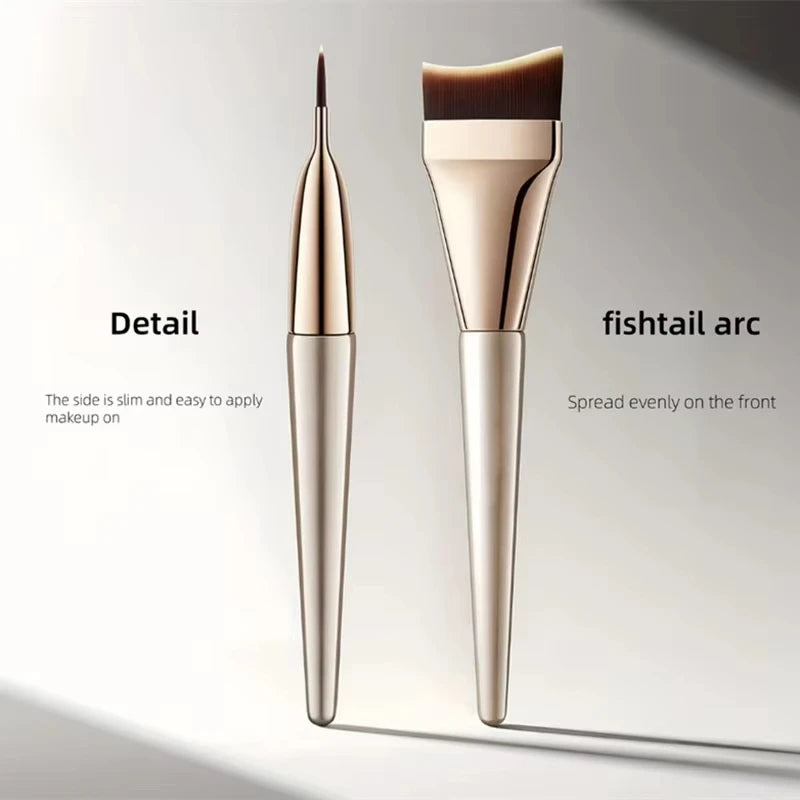 Curved Fishtail Foundation Brush | Angled Blending Tool Foundation Makeup Brush QXL