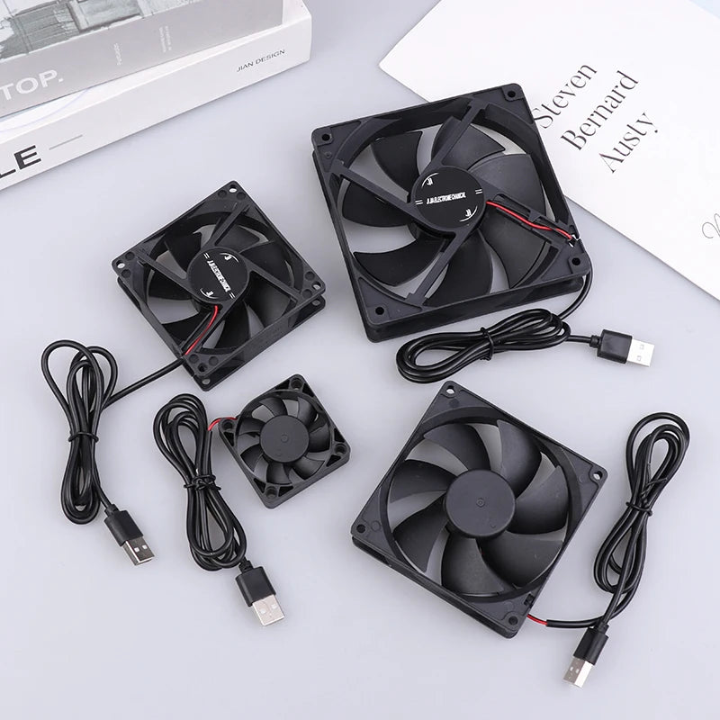 5V USB Brushless Cooling Fan 50–120mm | Router, TV Box, PC USB Cooling Fan QXL
