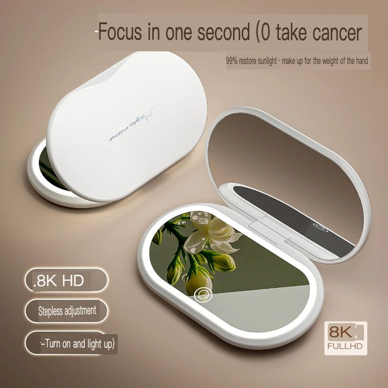 Foldable LED Smart Makeup Mirror | Portable Handheld Lit Mirror LED Makeup Mirror QXL