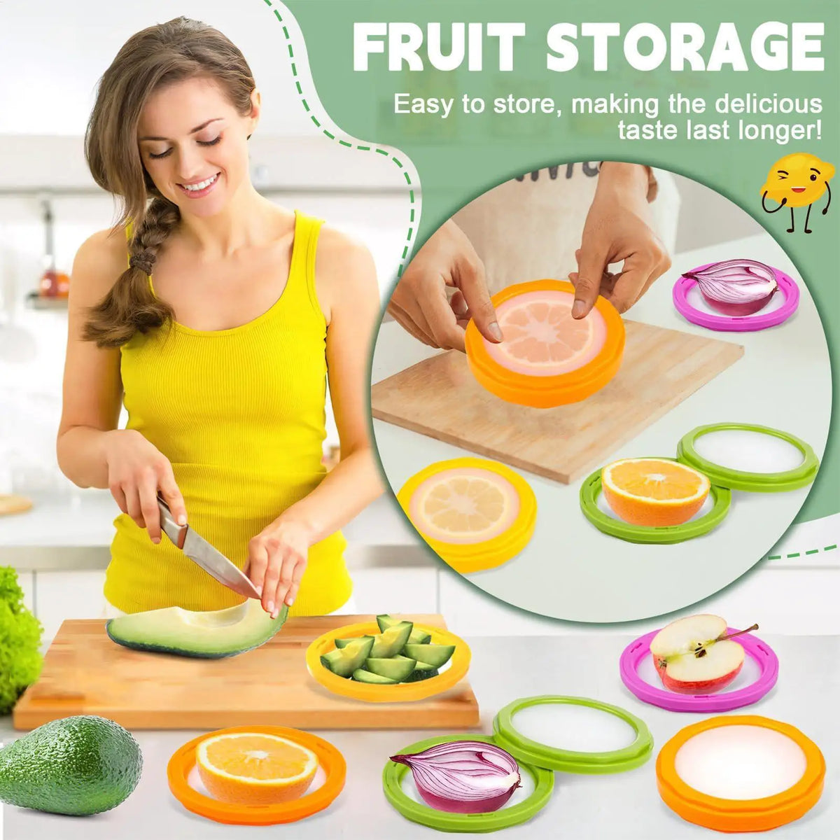 4-Pack Silicone Fruit & Vegetable Storage Containers Food Storage Container QXL