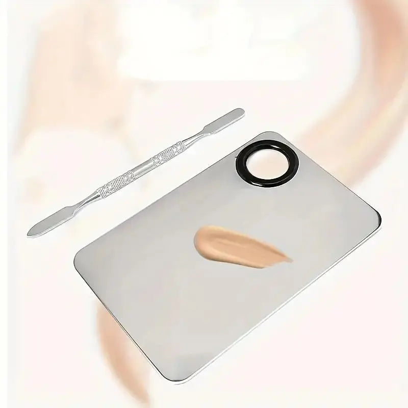 Stainless Steel Makeup Mixing Palette & Spatula Set – 2-Pack Makeup Mixing Palette QXL