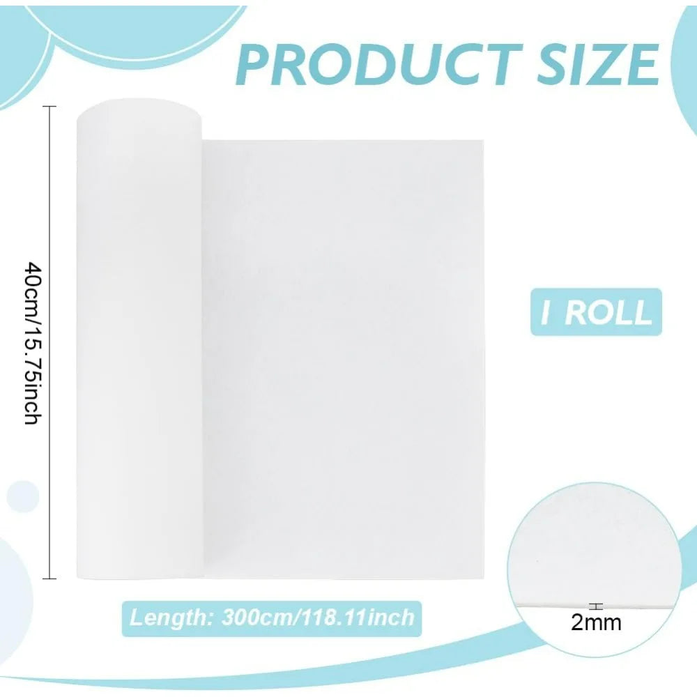 White Felt Roll 118x15.7" 2mm Nonwoven Fabric | DIY Crafts Craft Felt Roll QXL