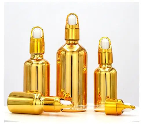 Gold Glass Dropper Bottles 5ml–100ml | Essential Oil & Travel Glass Dropper Bottle QXL 5ml gold