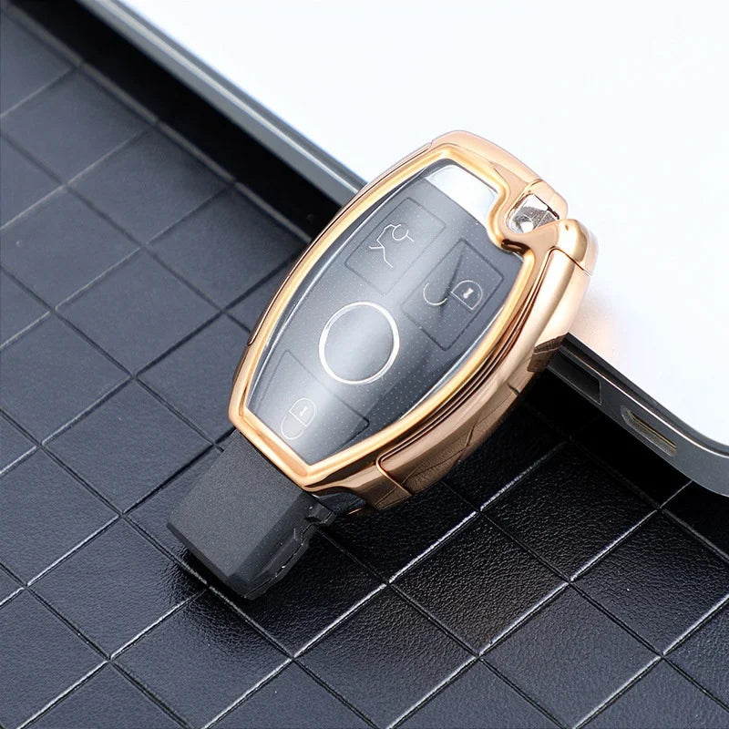 TPU Key Cover Case for Mercedes Benz A C E S G Class Fob Car Key Cover QXL Gold
