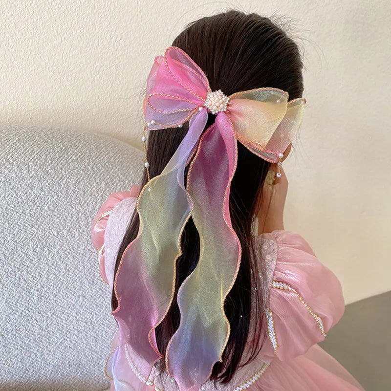 Chiffon Bow Ribbon Hairpin | Cute Girls Hair Clip Girls Hair Clip QXL
