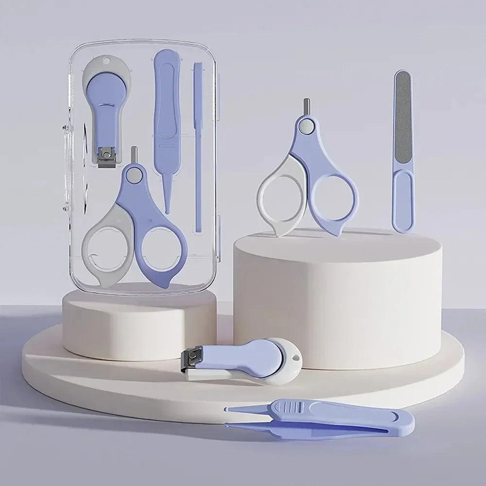 Baby Nail Clipper Set – Safety Scissors & Anti-Pinch Guard Baby Grooming Kit QXL B264 Blue