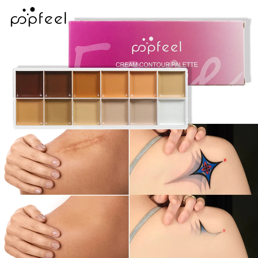 POPFEEL 12-Color Concealer Palette – Waterproof Full Coverage Concealer Palette QXL