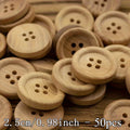 50-Pack Natural Wood 4-Hole Buttons for Sewing & Crafts Wood Sewing Buttons QXL 2.5cm