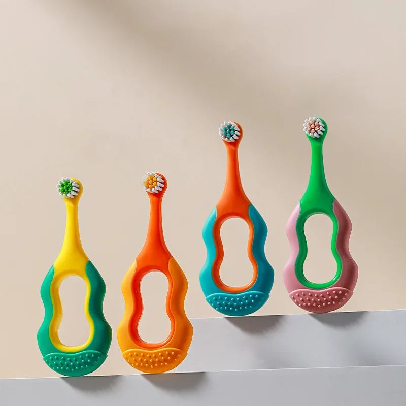 2-Pack Kids Silicone Toothbrush | Soft Bristles Chewable Handle Kids Toothbrush QXL