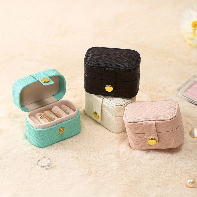 Mini Leather Jewelry Box | Portable Ring & Earring Organizer Jewelry Storage Box QXL