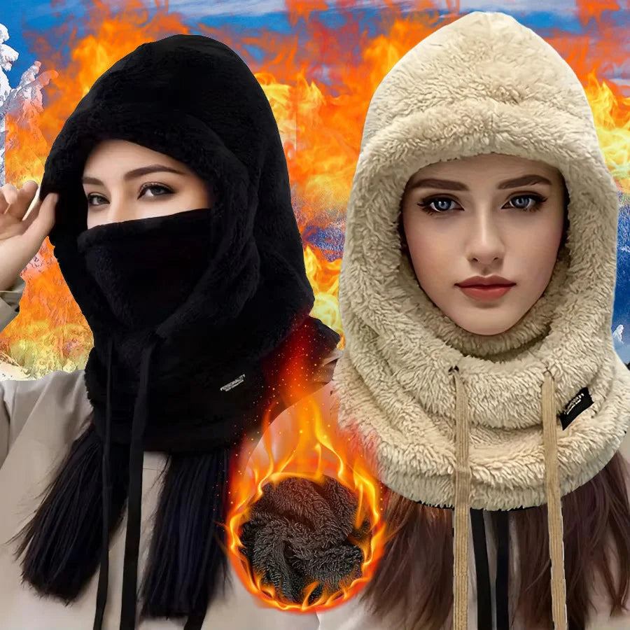 Super Thick Plush Winter Balaclava Hat | Adjustable Drawstring Winter Balaclava Hat QXL Mixed-High quality Extra thick plush