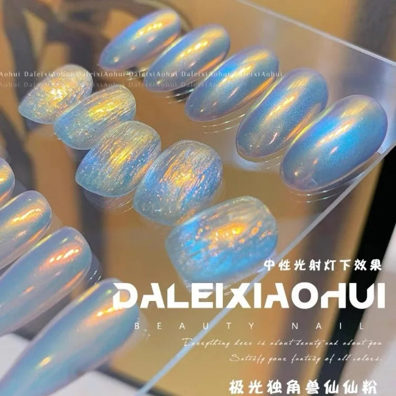 Unicorn Magic Mirror Nail Glitter Chrome Powder | Aurora Glow Nail Chrome Powder QXL