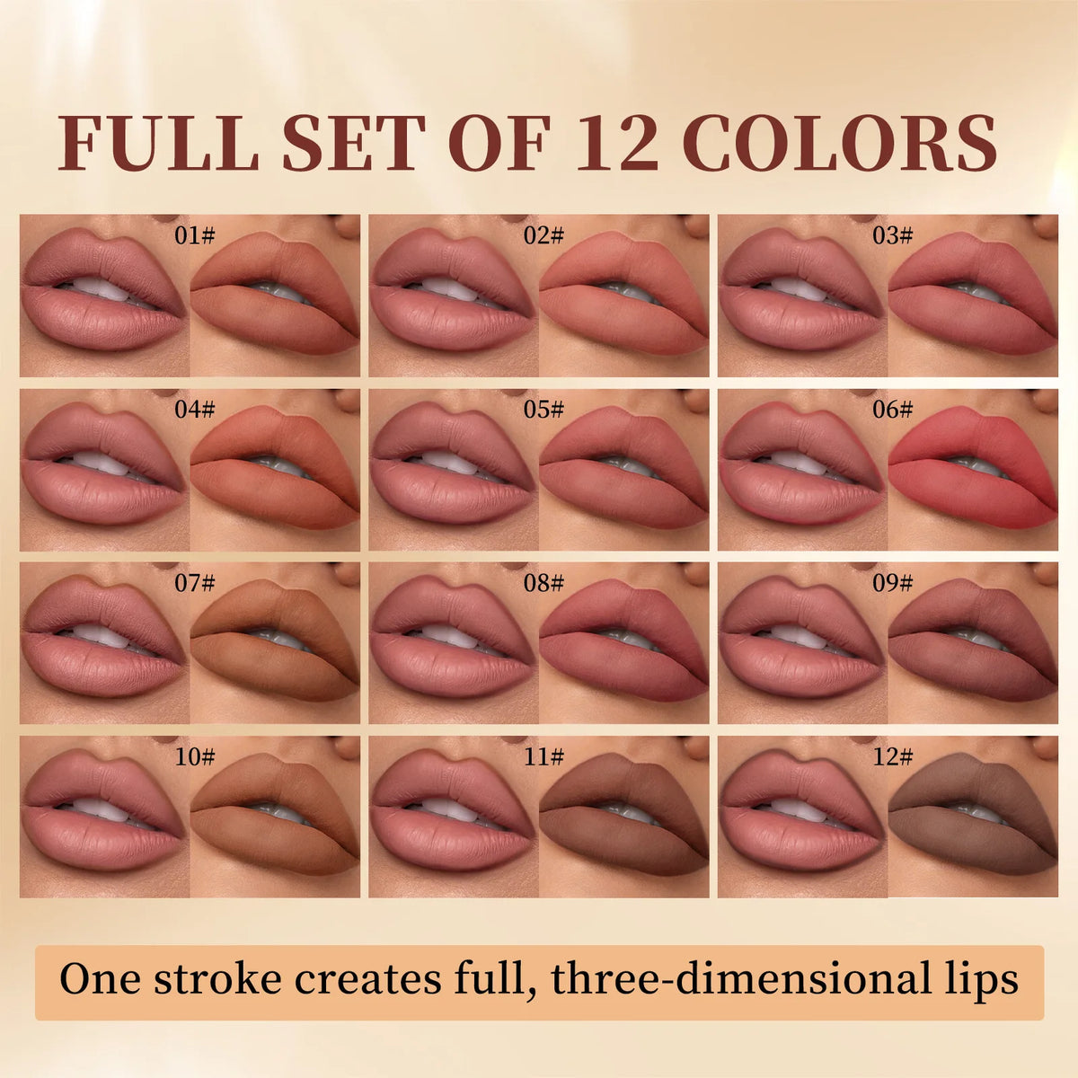12-Piece Matte Lip Liner Set | Nude Waterproof Wood Pencils Lip Liner Set QXL