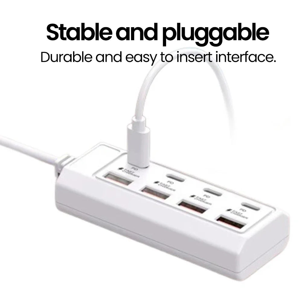 8-in-1 USB Charging Station 25W PD Multi-Port Desktop Hub Multi-Port USB Charger QXL