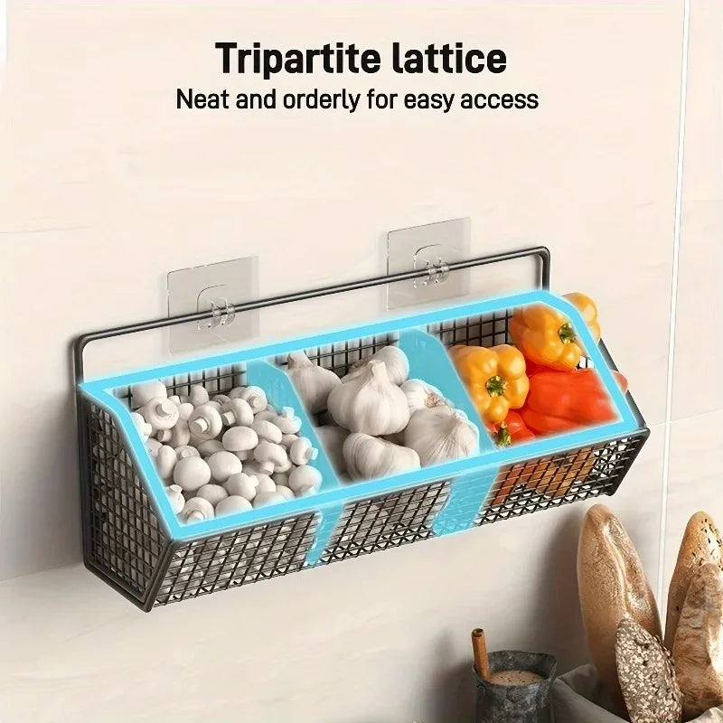 Punch-Free Wall Kitchen Storage Rack with Drain Basket Wall Storage Rack QXL
