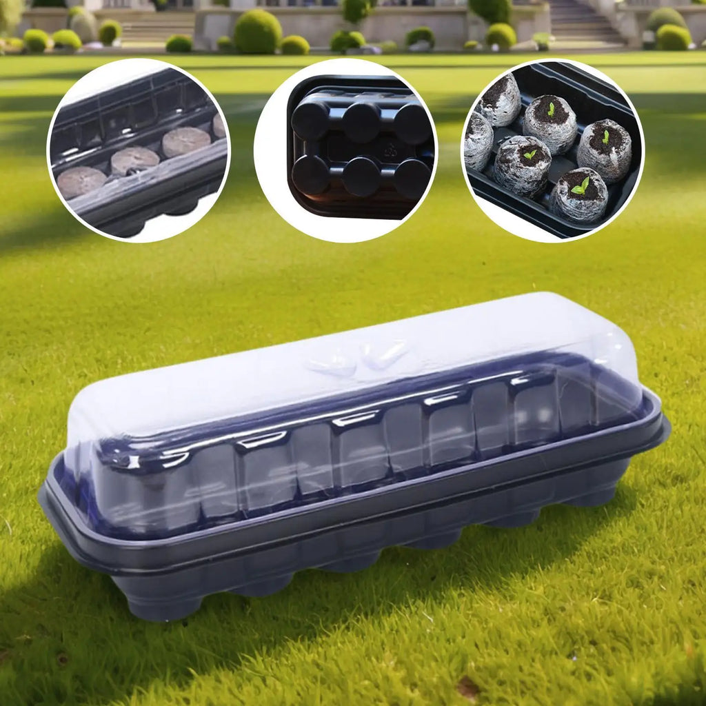 12-Cell Seedling Starter Tray with Humidity Dome – Propagator Seedling Propagation Tray QXL