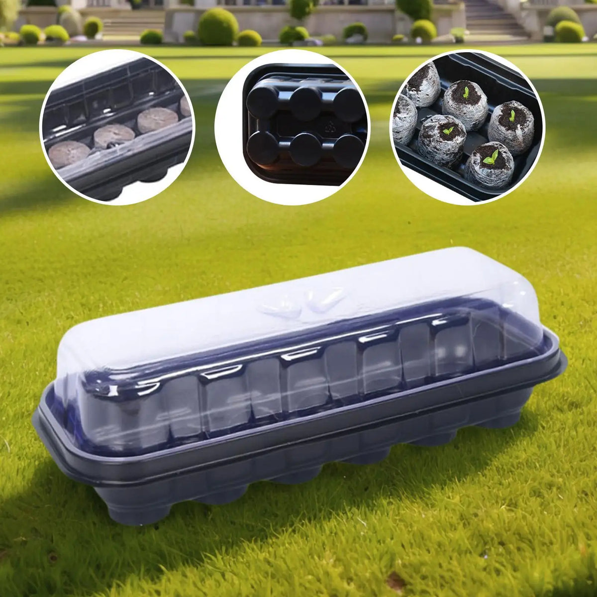 12-Cell Seedling Starter Tray with Humidity Dome Propagator Seedling Propagator Tray QXL