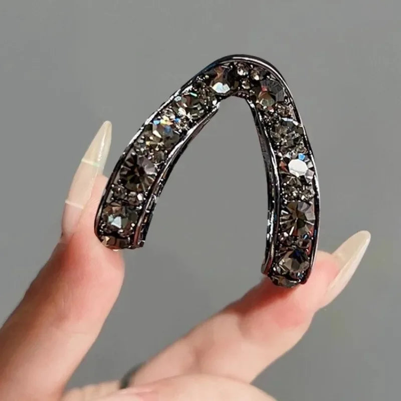 Rhinestone Metal Mini Ponytail Claw Clip | Anti-Droop Style Ponytail Claw Clip QXL