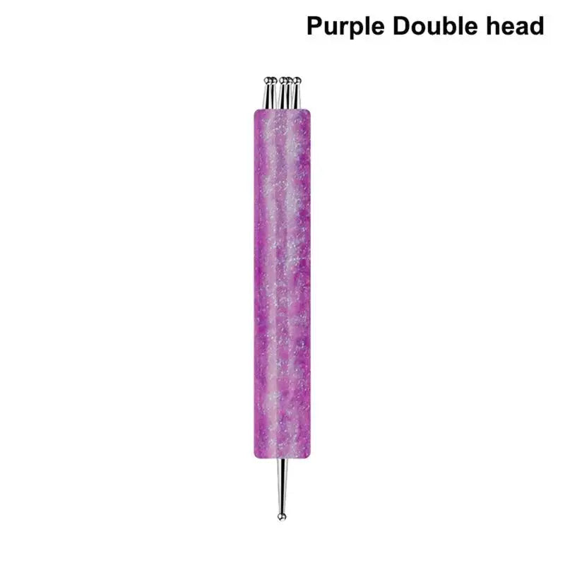5 Petal Flower Nail Dotting Pen | Stainless Steel Tip Nail Dotting Pen QXL Double head Purple