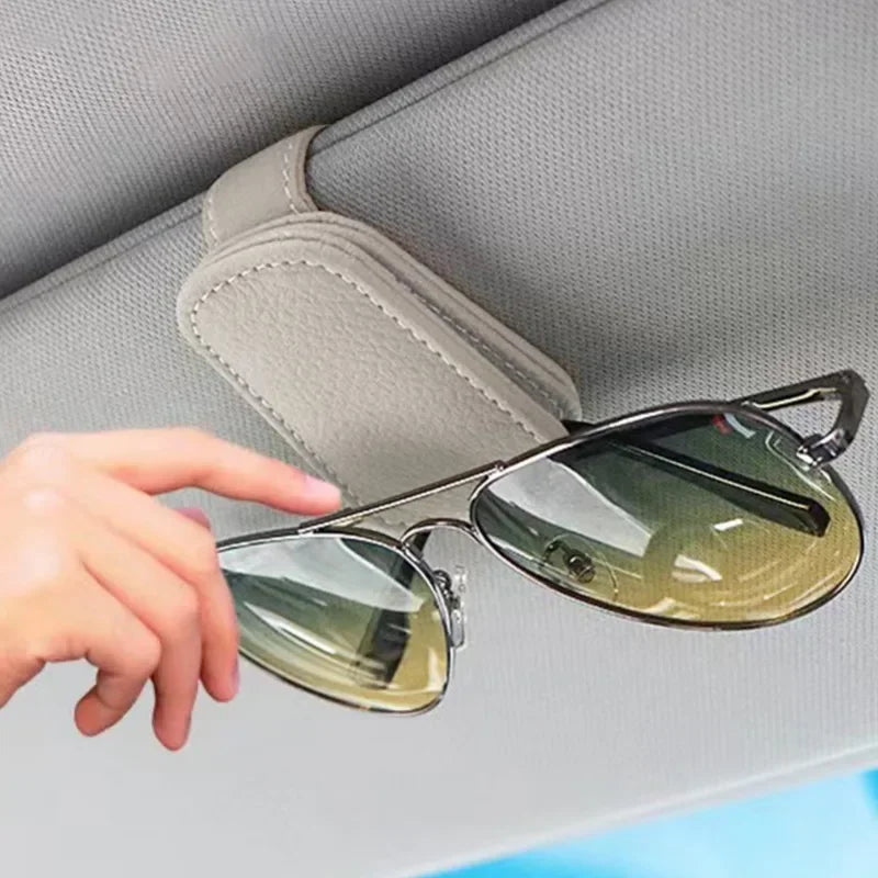 Magnetic Leather Car Visor Sunglasses Holder Clip – Black Car Visor Glasses Clip QXL