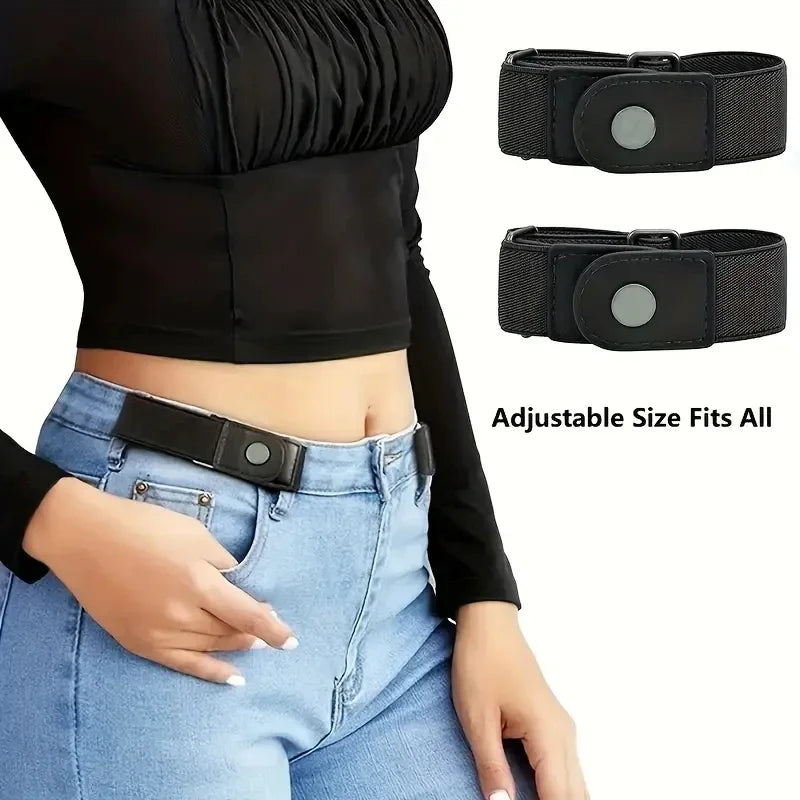 2-Pack Elastic No-Buckle Invisible Belt | Unisex Stretch Elastic Invisible Belt QXL