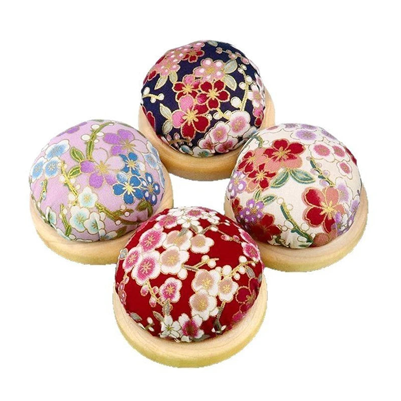 Vintage Embroidery Pin Cushion Wooden Base | Needle Holder Sewing Pin Cushion QXL
