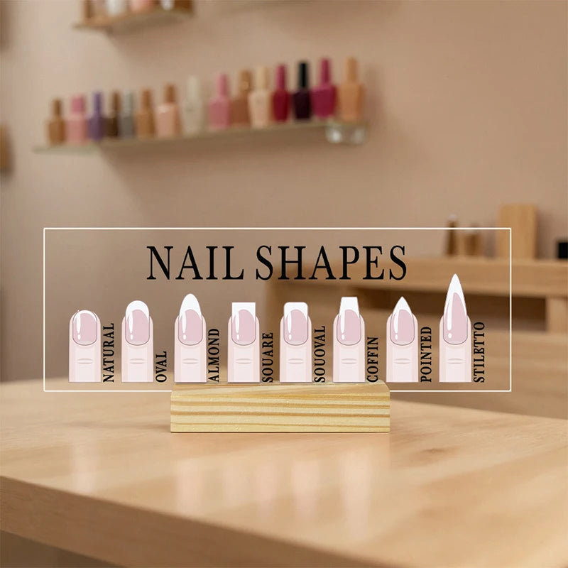 Acrylic Nail Shape Display Board with Wood Base | Salon Decor Nail Display Stand QXL Default Title