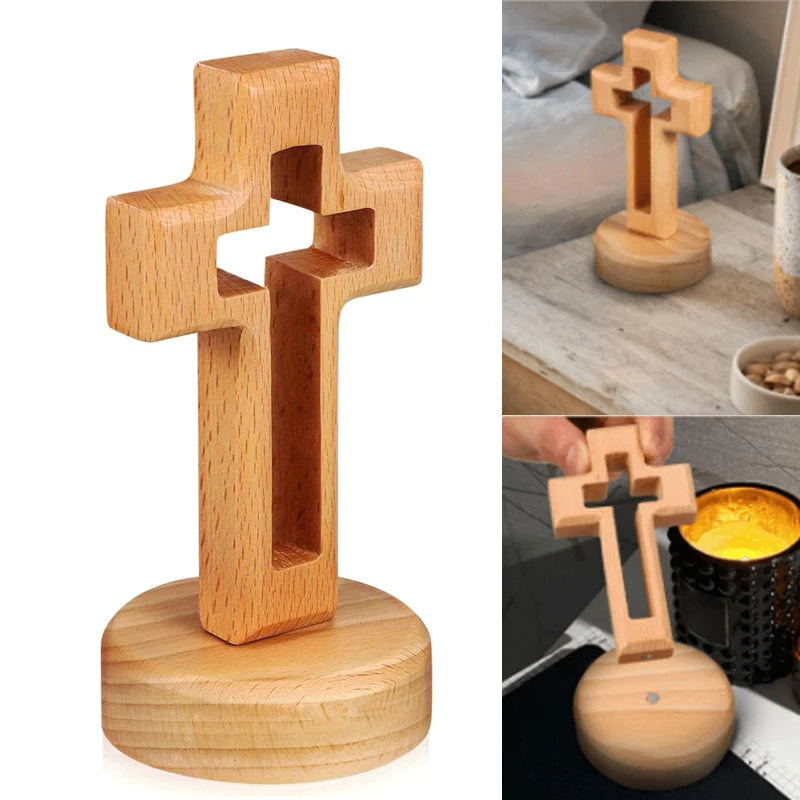 Standing Wooden Crucifix Cross | Christian Table Décor Gift Religious Décor Ornament QXL