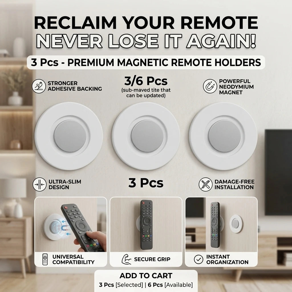 Magnetic Wall Mount Remote Holder – No-Drill, 3 or 6 Pack Magnetic Wall Holder QXL
