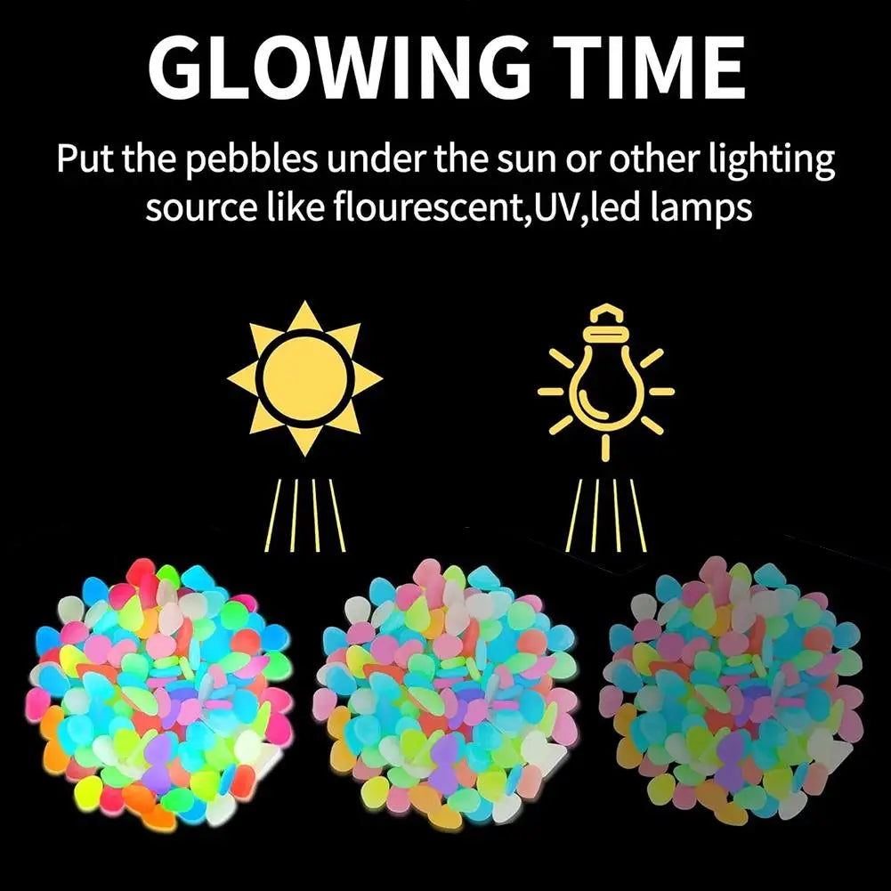 200-Pack Glow in the Dark Garden Pebbles | Luminous Stones Garden Decorative Pebbles QXL