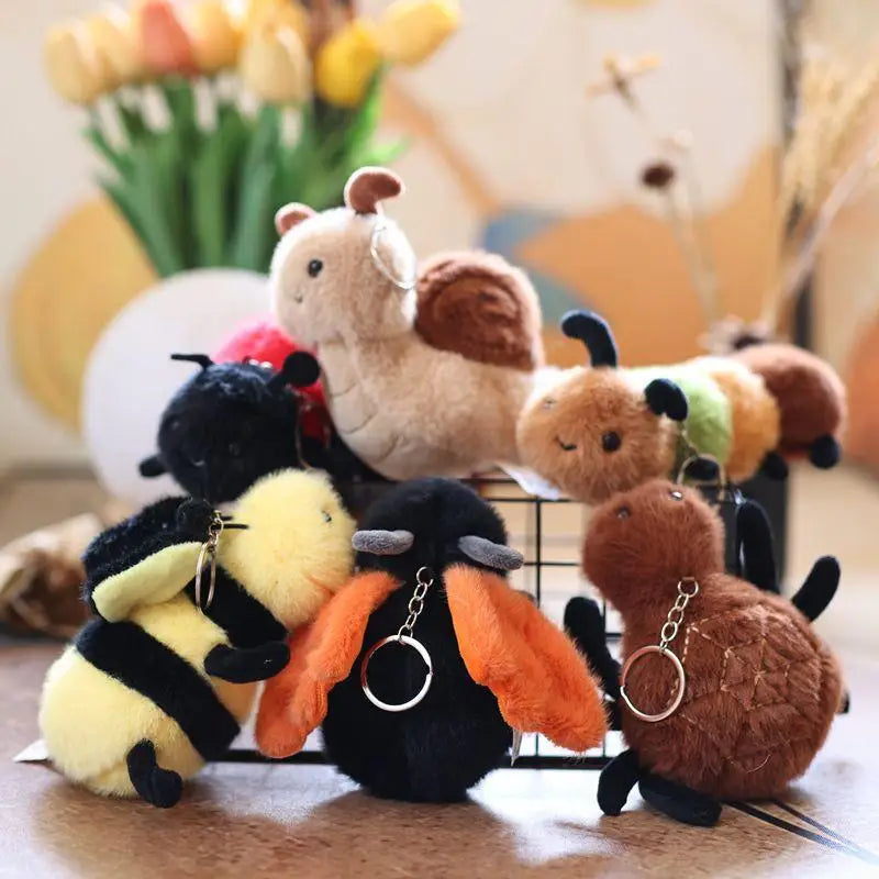 Snail & Bee Plush Keychain | Cute Stuffed Insect Bag Charm Plush Keychain QXL