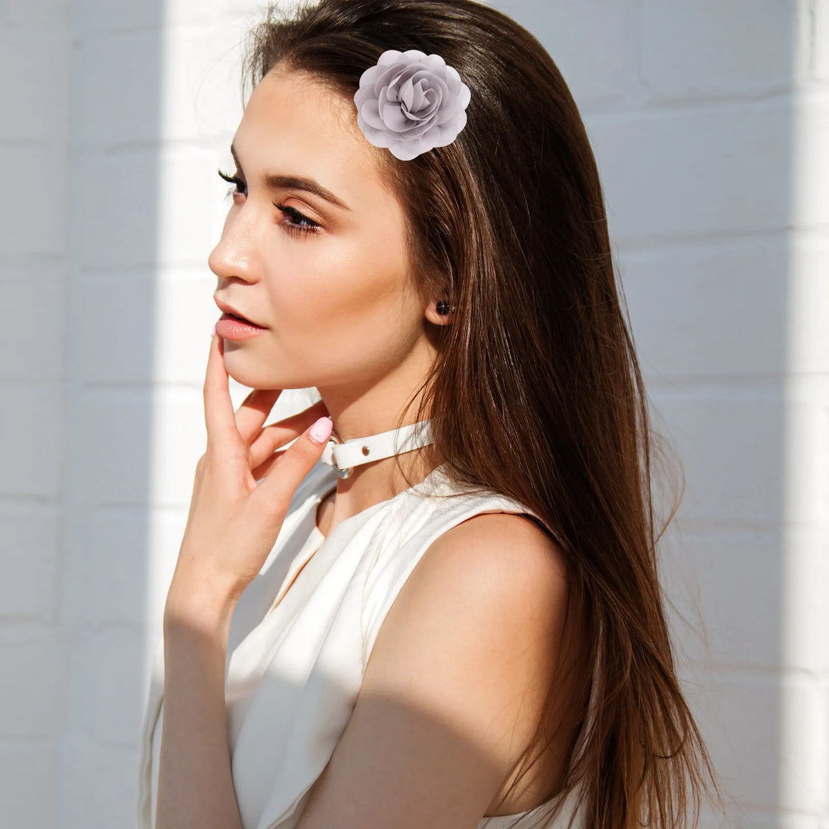 20-Pc 3D Chiffon Rose Flower Hair Clips | Wedding & Party Set Floral Hair Clips QXL