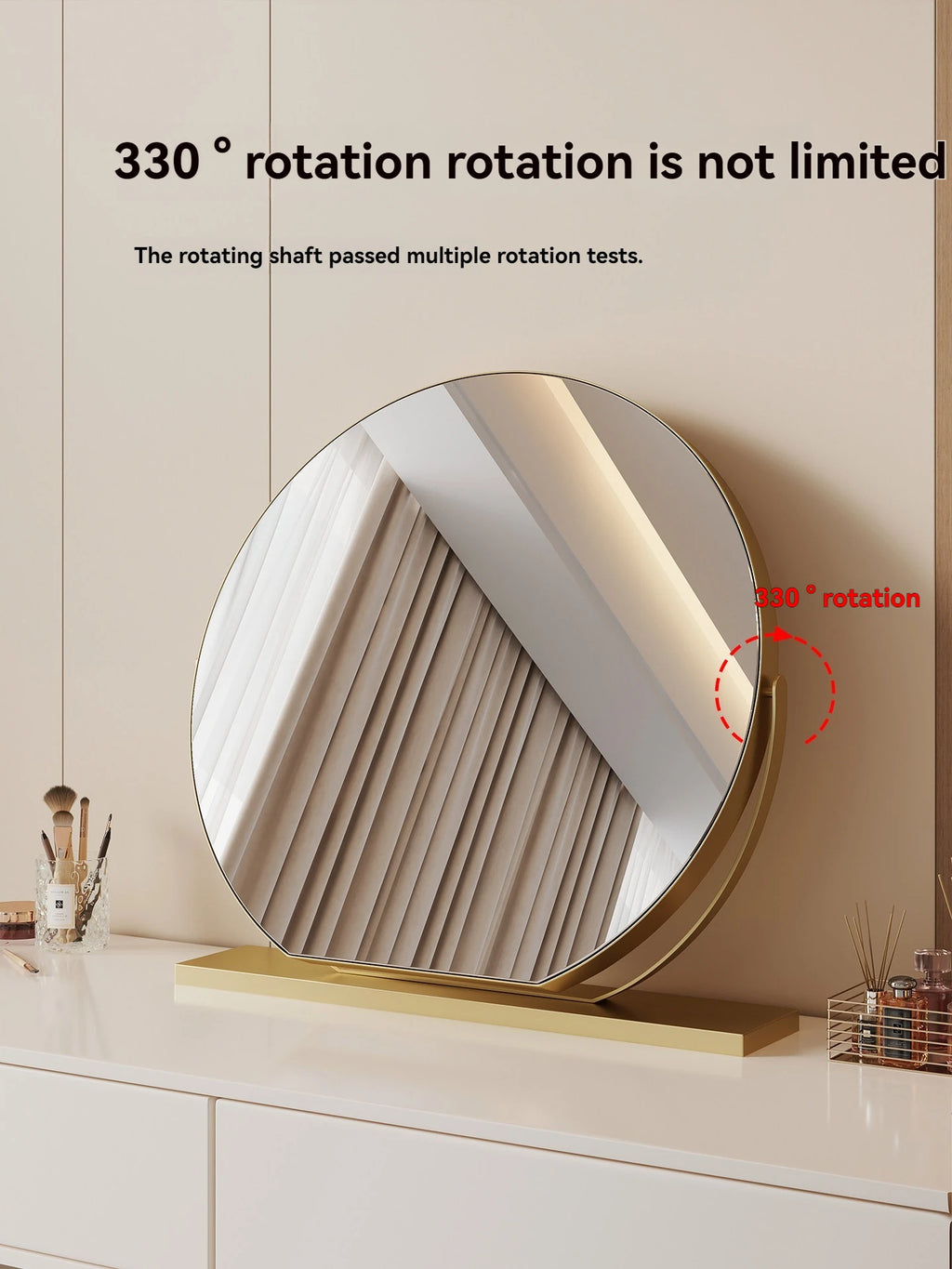 Large Half-Circle Desktop Makeup Mirror | Metal Frame Desktop Makeup Mirror QXL